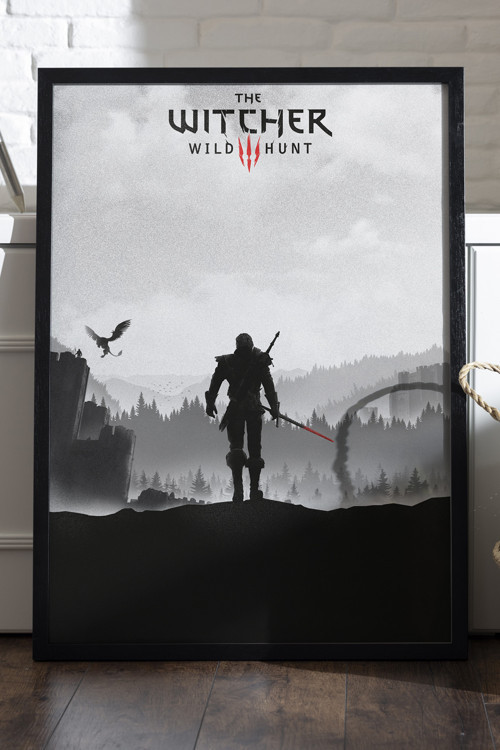 The Witcher Siyah Ahşap Çerçeveli Poster, Dekoratif Oyun Duvar Tablosu