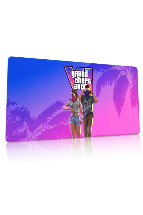 GTA 6 Gaming Oyuncu 90x40 cm Mousepad Kaymaz Taban XL Mousepad