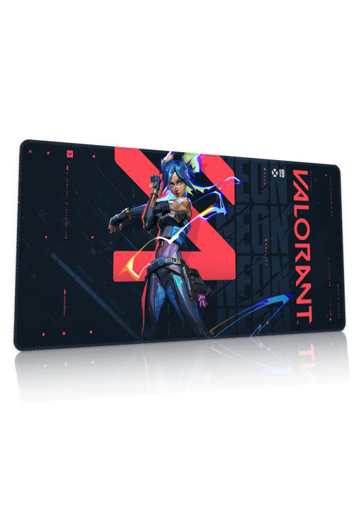 Valorant Neon Gaming Oyuncu 90x40 cm Mousepad Dikişli Kaymaz Taban XL