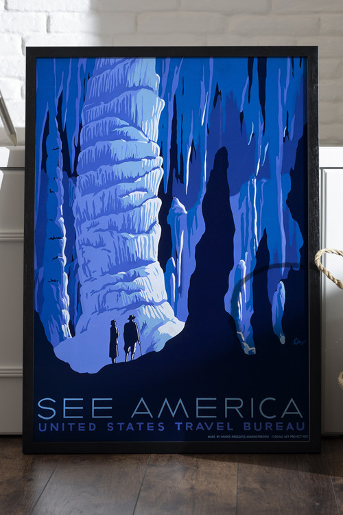 See America Siyah Ahşap Çerçeveli Poster, Dekoratif Seyahat Duvar Tablosu