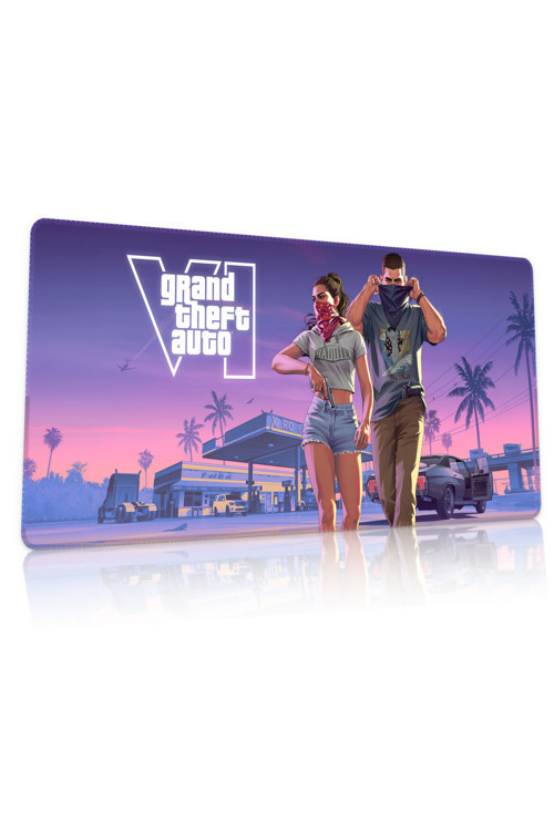 GTA 6 Gaming Oyuncu 90x40 cm Mousepad Kaymaz Taban XL Mousepad