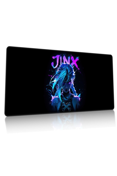 League of Legends Jinx Gaming Oyuncu 90x40 cm Mousepad Kaymaz Taban XL