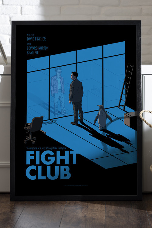 Fight Club Siyah Ahşap Çerçeveli Poster, Dekoratif Film Duvar Tablosu