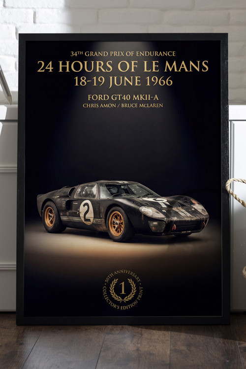 Ford GT40 Siyah Ahşap Çerçeveli Poster, Dekoratif Araba Duvar Tablosu