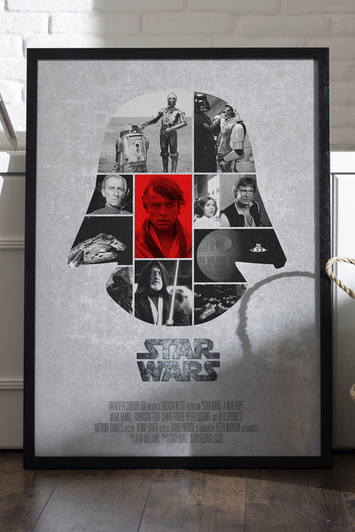 Star Wars Siyah Ahşap Çerçeveli Poster, Film Duvar Tablosu