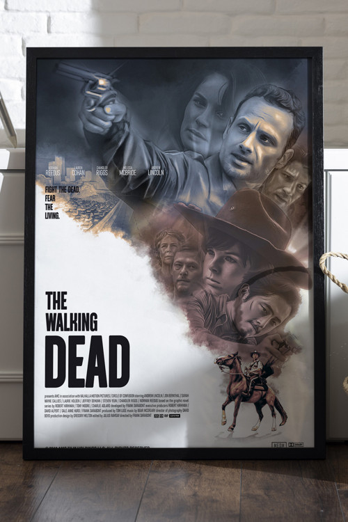 The Walking Dead Siyah Ahşap Çerçeveli Poster, Dekoratif Film Duvar Tablosu