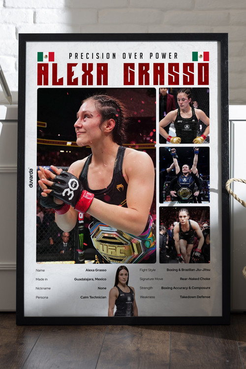 Alexa Grasso UFC Siyah Ahşap Çerçeveli Poster, Dekoratif Dövüş Duvar Tablosu