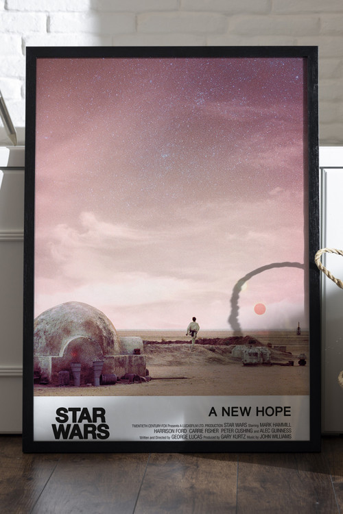 Star Wars Siyah Ahşap Çerçeveli Poster, Film Duvar Tablosu