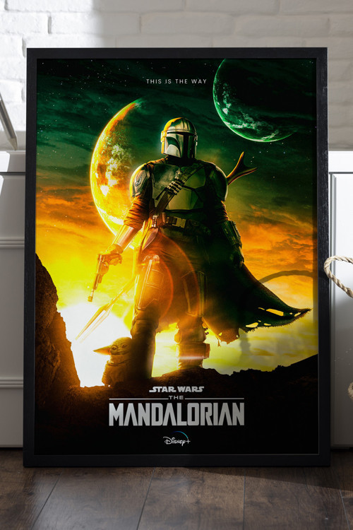 Mandalorian Siyah Ahşap Çerçeveli Poster, Film Duvar Tablosu