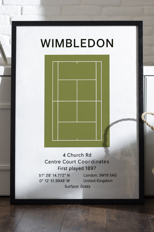 Wimbledon Siyah Ahşap Çerçeveli Poster, Dekoratif Tenis Duvar Tablosu