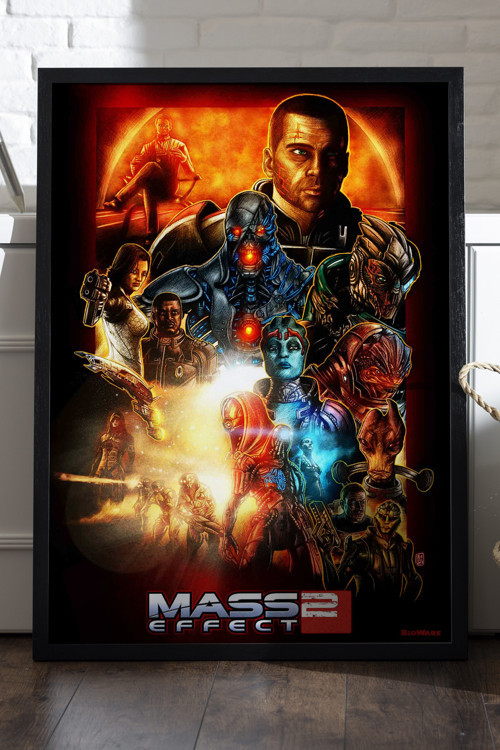 Mass Effect Siyah Ahşap Çerçeveli Poster, Dekoratif Oyun Duvar Tablosu