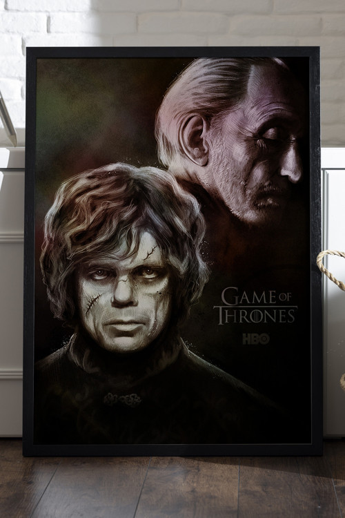 Game of Thrones Siyah Ahşap Çerçeveli Poster, Dekoratif Dizi Duvar Tablosu