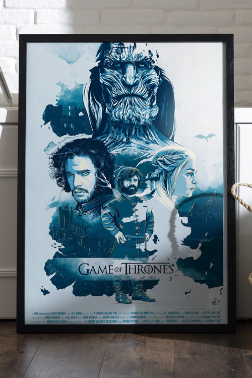 Game of Thrones Siyah Ahşap Çerçeveli Poster, Dekoratif Dizi Duvar Tablosu