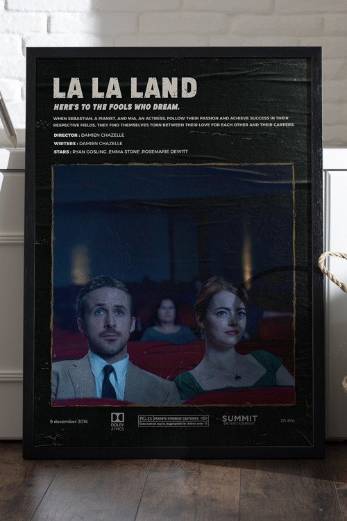 La La Land Siyah Ahşap Çerçeveli Poster, Dekoratif Film Duvar Tablosu