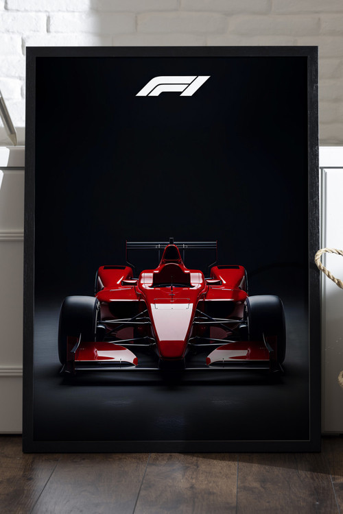 Formula 1 Siyah Ahşap Çerçeveli Poster, Dekoratif Araba Duvar Tablosu