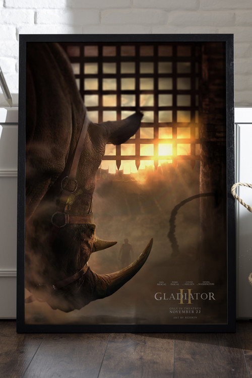 Gladyatör Siyah Ahşap Çerçeveli Poster, Dekoratif Film Duvar Tablosu