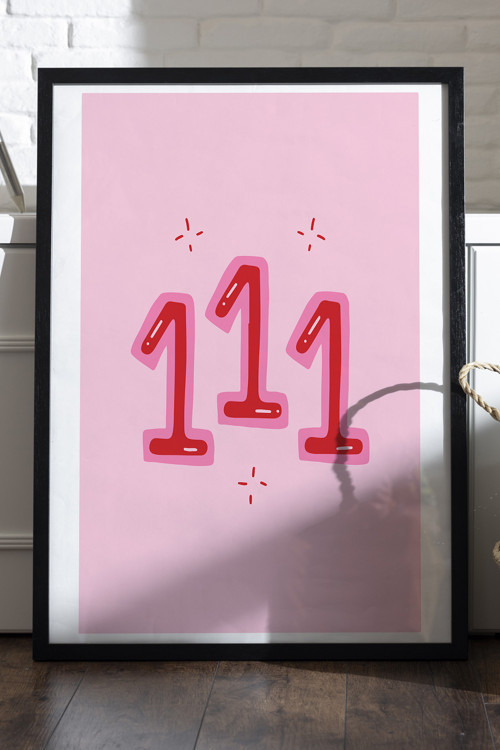 111 Aldım Kabul Ettim Doğal Ahşap Çerçeveli Poster, Dekoratif Şans Duvar Tablosu