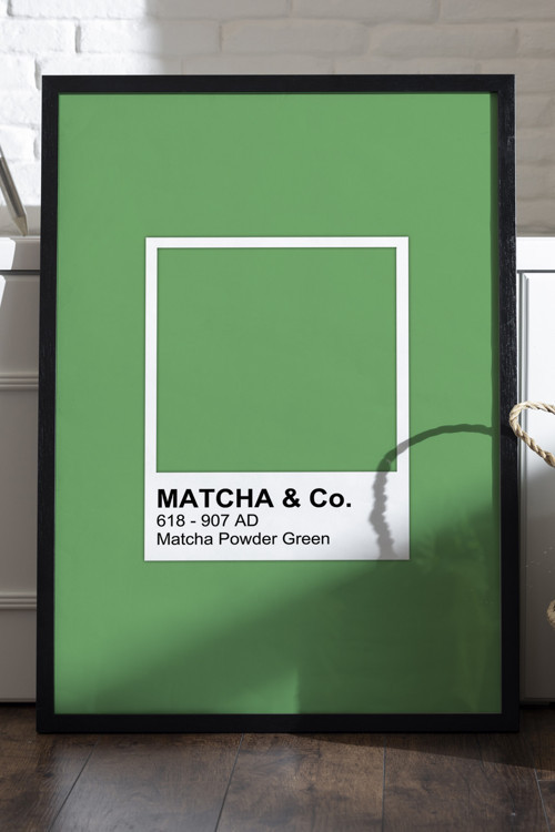 Pantone Matcha Yeşili Siyah Ahşap Çerçeveli Poster, Dekoratif Duvar Tablosu