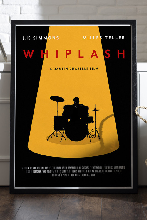 Whiplash Siyah Ahşap Çerçeveli Poster, Dekoratif Film Duvar Tablosu