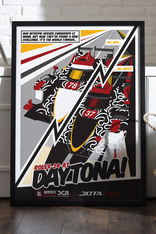 Formula 1 Daytona Siyah Ahşap Çerçeveli Poster, Spor Araba Yarış Duvar Tablosu