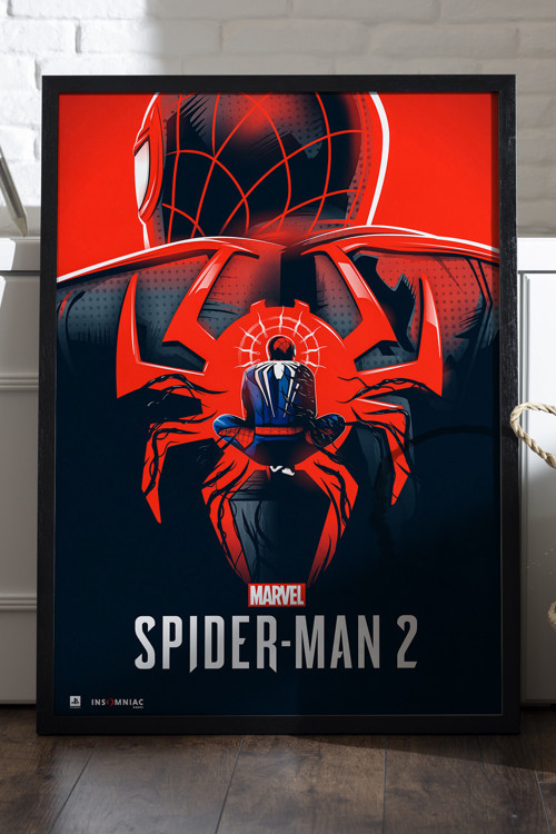 Spider-Man 2 Siyah Ahşap Çerçeveli Poster, Dekoratif Oyun Duvar Tablosu