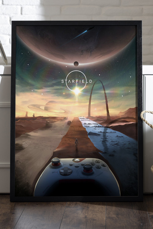 Starfield Siyah Ahşap Çerçeveli Poster, Dekoratif Oyun Duvar Tablosu
