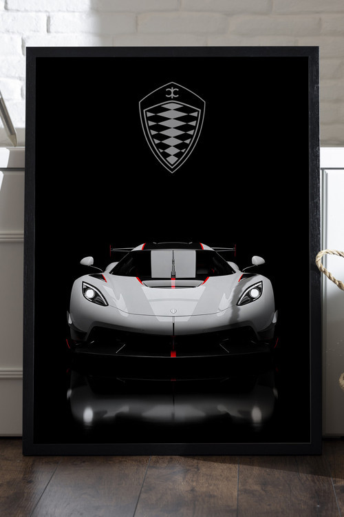 Koenigsegg Jesko Siyah Ahşap Çerçeveli Poster, Dekoratif Araba Duvar Tablosu