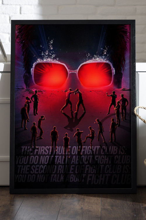 Fight Club Siyah Ahşap Çerçeveli Poster, Dekoratif Film Duvar Tablosu
