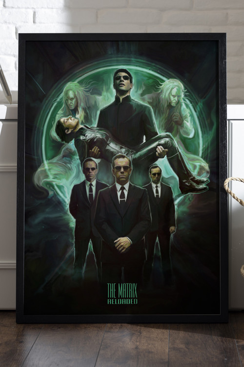 The Matrix Reloaded Siyah Ahşap Çerçeveli Poster, Dekoratif Film Duvar Tablosu