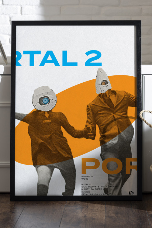Portal Siyah Ahşap Çerçeveli Poster, Dekoratif Oyun Duvar Tablosu