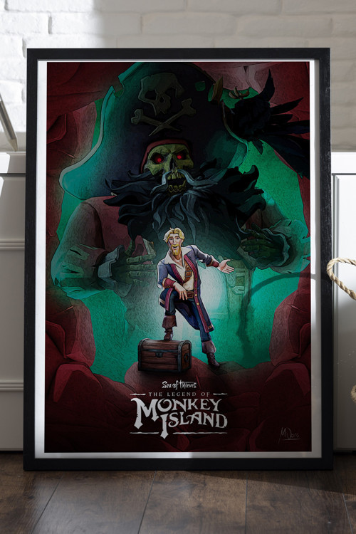 Sea of Thieves Siyah Ahşap Çerçeveli Poster, Dekoratif Oyun Duvar Tablosu