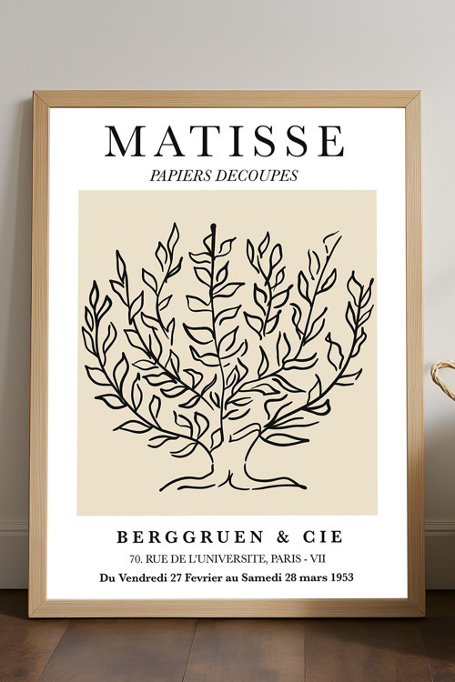 Henri Matisse Doğal Ahşap Çerçeveli Poster, Dekoratif Sanatsal Duvar Tablosu