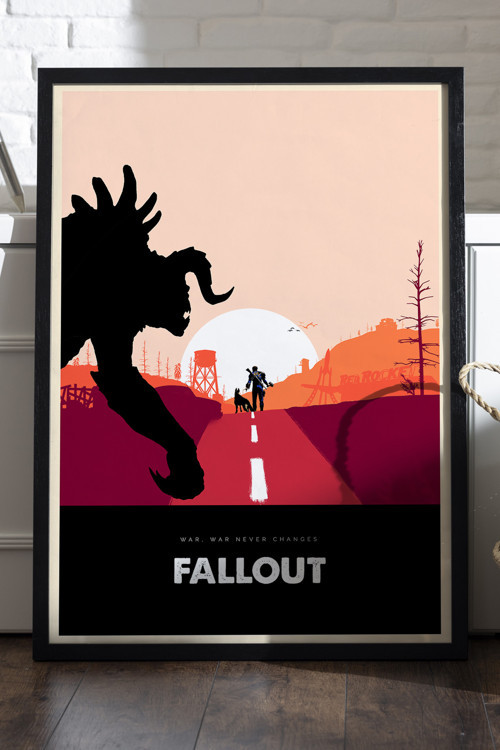 Fallout Siyah Ahşap Çerçeveli Poster, Dekoratif Oyun Duvar Tablosu
