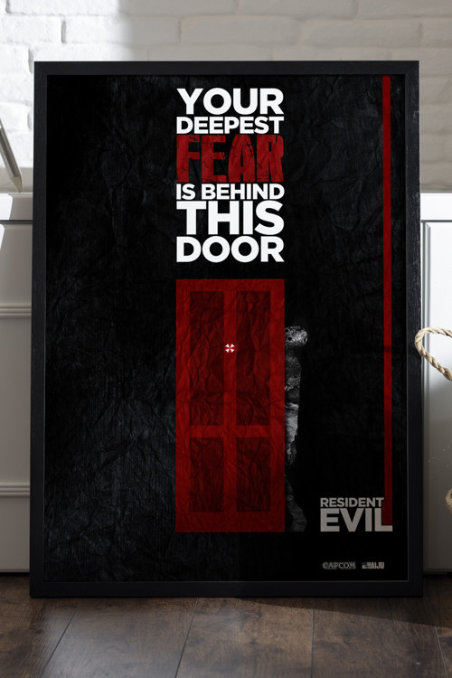 Resident Evil Siyah Ahşap Çerçeveli Poster, Dekoratif Oyun Duvar Tablosu
