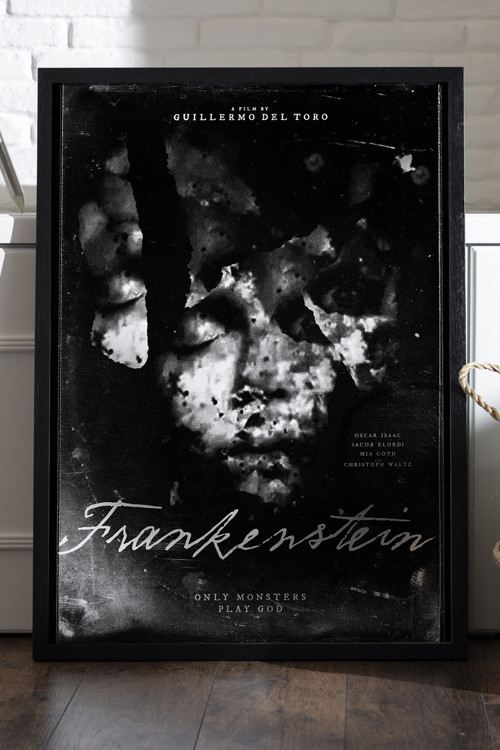 Frankenstein Siyah Ahşap Çerçeveli Poster, Film Duvar Tablosu