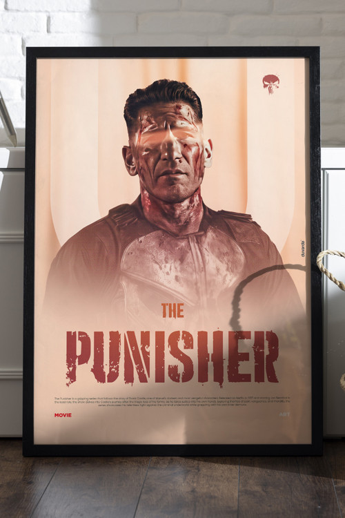 Punisher Siyah Ahşap Çerçeveli Poster, Dizi Duvar Tablosu