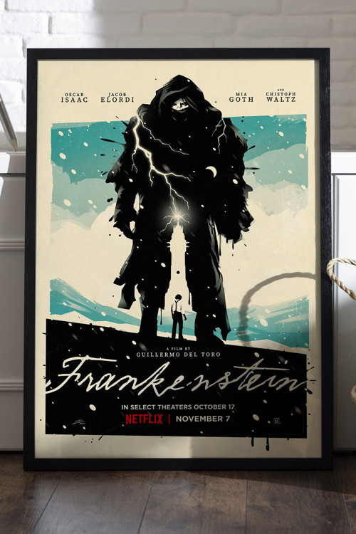 Frankenstein Siyah Ahşap Çerçeveli Poster, Film Duvar Tablosu