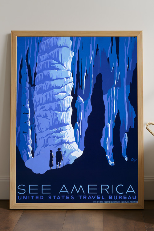 See America Doğal Ahşap Çerçeveli Poster, Dekoratif Seyahat Duvar Tablosu