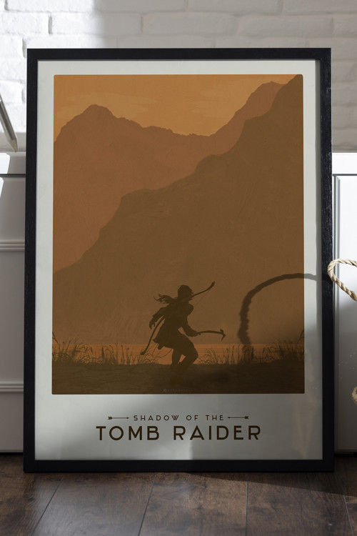 Tomb Raider Siyah Ahşap Çerçeveli Poster, Dekoratif Oyun Duvar Tablosu