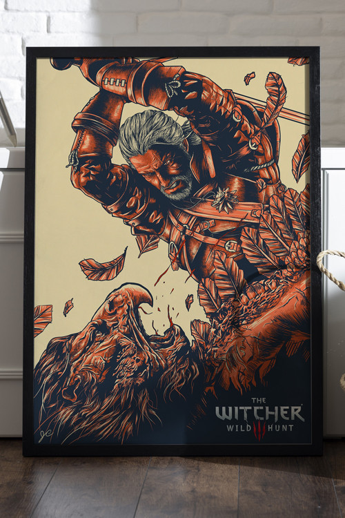 The Witcher Siyah Ahşap Çerçeveli Poster, Dekoratif Oyun Duvar Tablosu