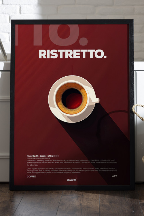 Ristretto Kahve Siyah Ahşap Çerçeveli Poster, Dekoratif Duvar Tablosu
