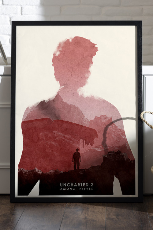 Uncharted Siyah Ahşap Çerçeveli Poster, Dekoratif Oyun Duvar Tablosu
