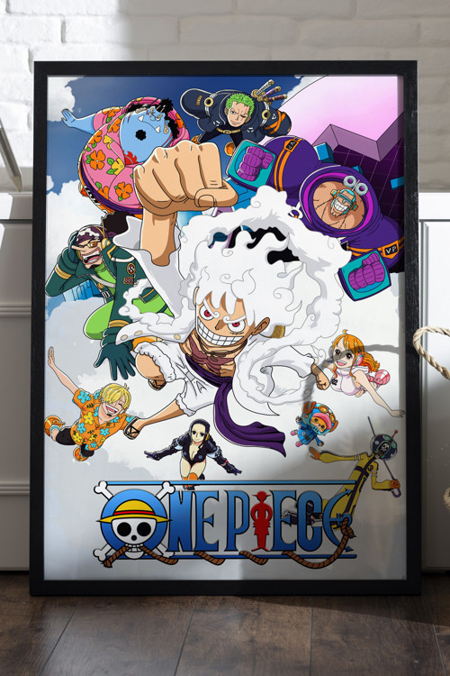 One Piece Siyah Ahşap Çerçeveli Poster, Anime Duvar Tablosu