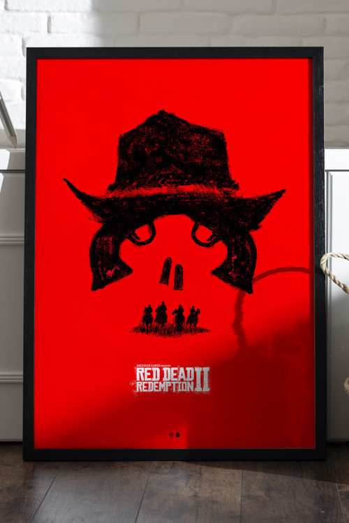 Red Dead Redemption Siyah Ahşap Çerçeveli Poster, Dekoratif Oyun Duvar Tablosu