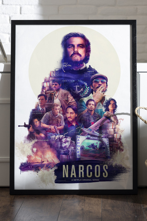 Narcos Siyah Ahşap Çerçeveli Poster, Film Duvar Tablosu