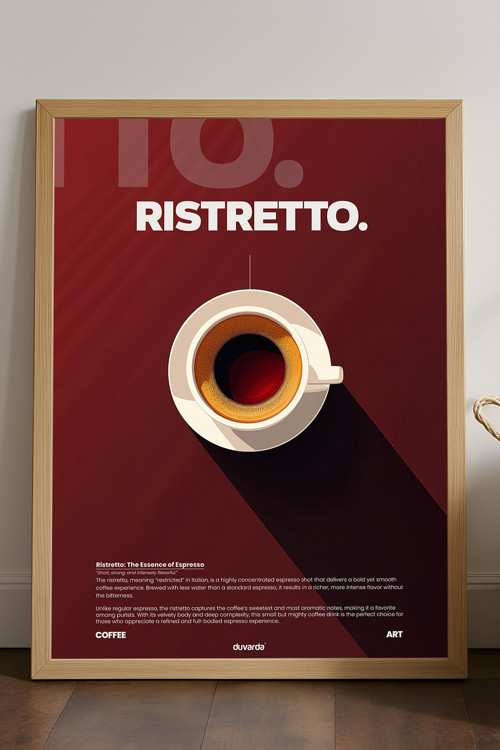Ristretto Kahve Doğal Ahşap Çerçeveli Poster, Dekoratif Duvar Tablosu