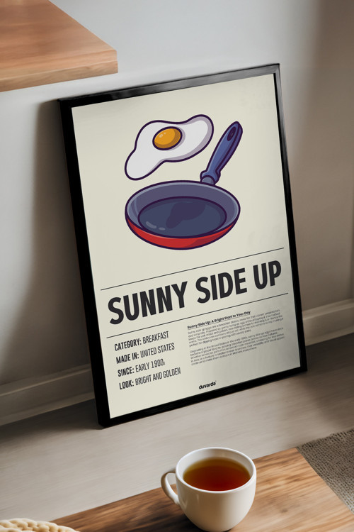 Sunny Side Up Ahşap Çerçeveli Poster, Dekoratif Mutfak Duvar Tablosu