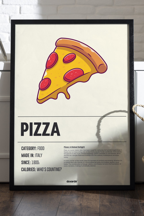 Pizzza Ahşap Çerçeveli Poster, Dekoratif Mutfak Duvar Tablosu