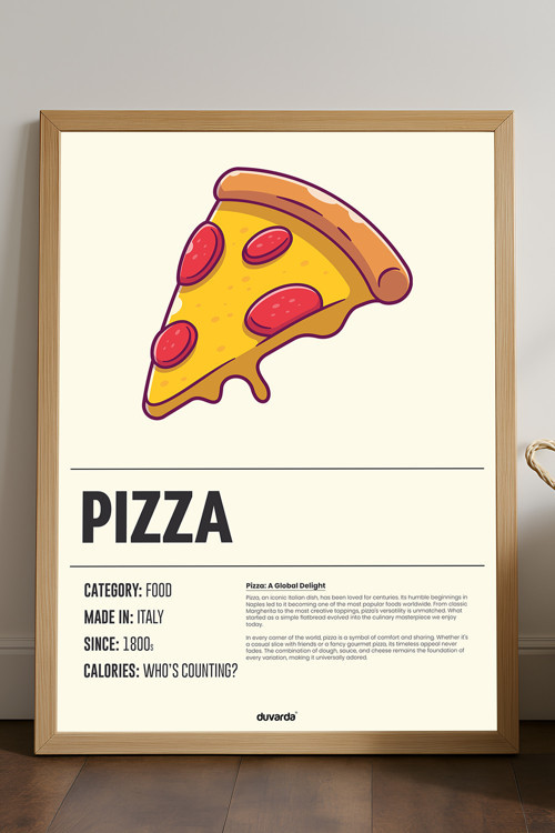 Pizzza Ahşap Çerçeveli Poster, Dekoratif Mutfak Duvar Tablosu