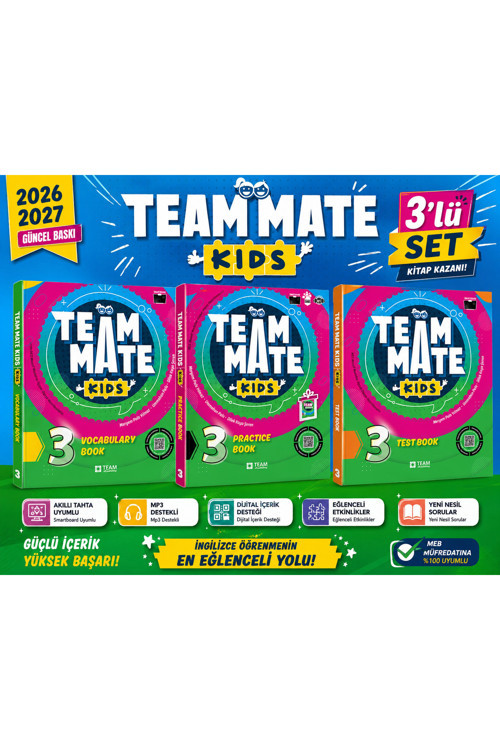 Team Mate Kids 3. Sınıf İngilizce 3’Lü Set – Vocabulary Book + Practice Book + Test Book | 2026-2027 Güncel Baskı